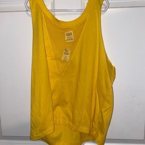 PINK brand yellow tank top with mesh v-neck